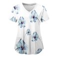 thumbnail image 1 of TIMIFIS Navy V-Neck Scrub for Women Summer Scrub Tops Workwear Nursing Scrub Shirts Printed Short Sleeve Uniform Scrub Tops with Pockets - Spring/Summer, 1 of 4