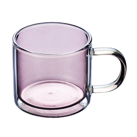 8 Glass Coffee Mugs Glasses - Insulated Glassware with Large Espresso Latte Cappuccino or - Pink