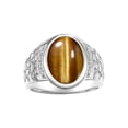 thumbnail image 1 of RYLOS Men's Rings 14K White Gold Nugget Ring with Cabochon Gemstone & Diamonds Tiger Eye Rings For Men Size 13, 1 of 7