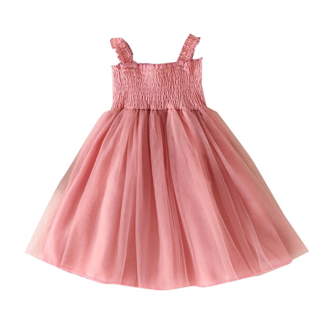 Yanlir Robe Princesse Imprimée Sans Manches à la Mode pour Fille, Mignonne et Respirante, Robe de Fête, Tenue d'Été à Col Rond pour la Maison des Enfants, Chemise de Nuit et Tenue Décontractée (Rose#1, 2-3 Ans)