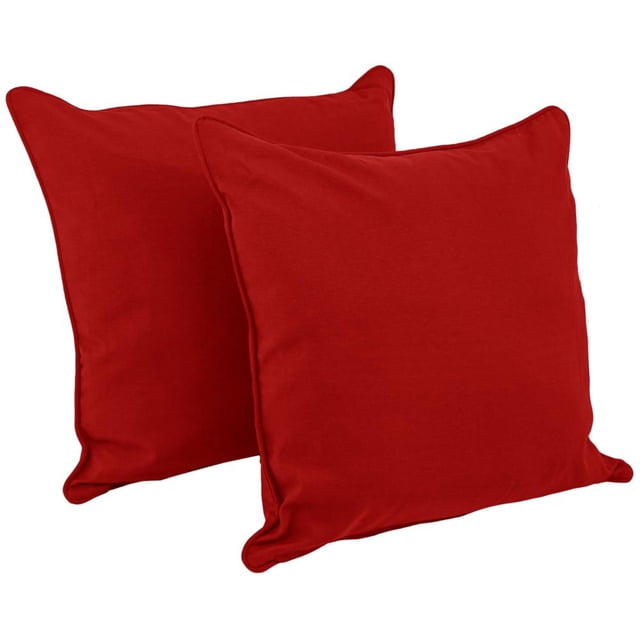 Coussins de Sol Carrés en Sergé Uni à Double Cordon de 25 Pouces avec Bourrures (Ensemble de 2), Rouge