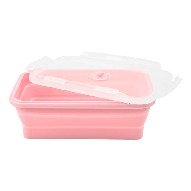DPTALR Folding Lunch Box Folding Silicone Lunch Box Microwave Lunch Box Portable Plastic Lunch Box