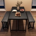 thumbnail image 3 of GloryStar Dining Table Set for 4, Kitchen Table with 2 Upholstered Benches, Wood Kitchen Dining Room Set, for Small Space, Apartment, Home, Dinner, 3 of 8