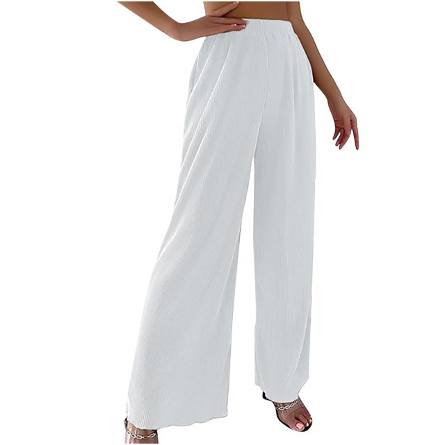 Birdeem Fashion Womens Spring and Summer Versatile Wide Leg Cotton Linen Elastic Waist Solid Color Wide Leg Pants