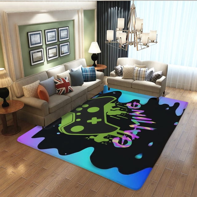 Teen Boys Carpets Printed Gamepad Living Room Mat Gamer Bedroom Area Rugs Controller Player Home Decor Non-Slip Crystal Sofa Floor 60*120cm