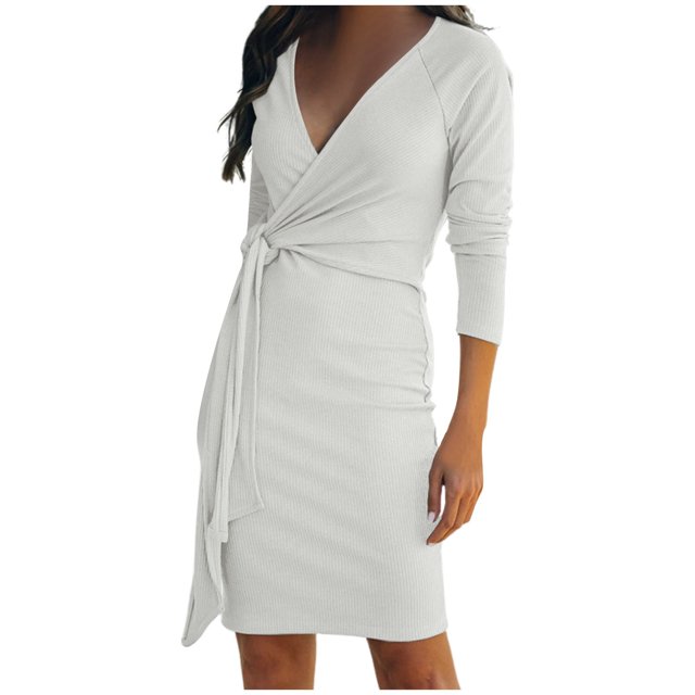 TJAZFJPA Robes de Bal Robe Décontractée pour Femme avec Col en V à Rayures Coupe Ajustée Aguichant et à la Mode Robe avec Ceinture Robes d'Église pour Femmes Robes de Bal