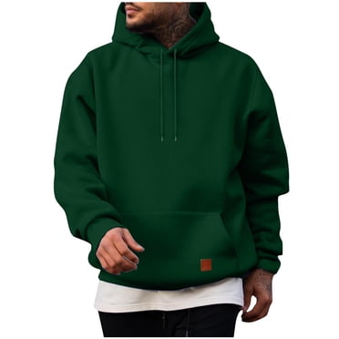 Viluyesy Mens Hoodie Long Sleeve Pullover Casual Hoodies for Men Solid Fashion with Pocket, Hooded Sweatshirts Army Green 2XL
