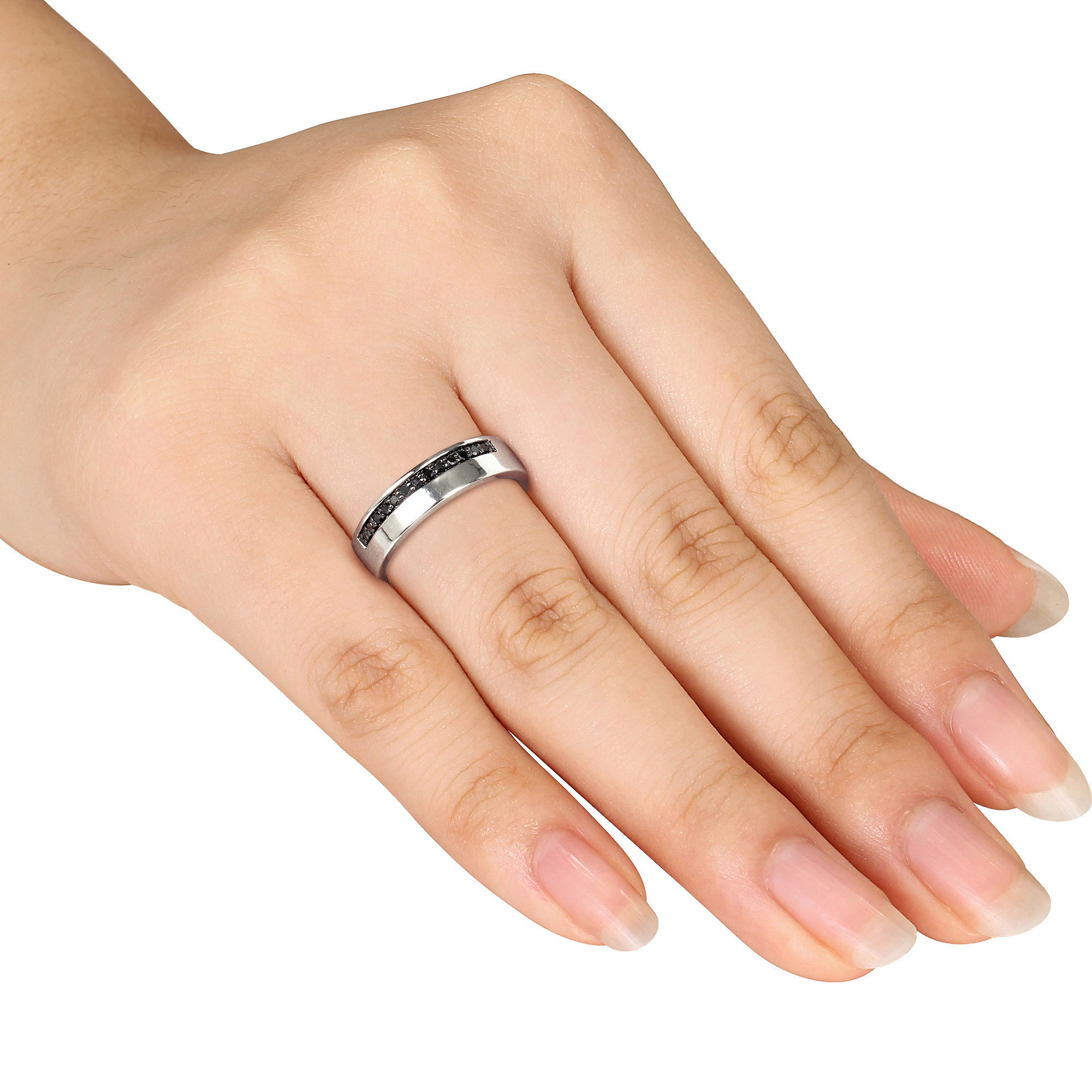 Asteria 1/5 Carat T.W. Black Diamond Sterling Silver Men's Ring