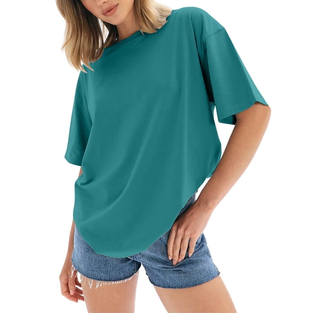 B91xZ Tunique à Blocs de Couleur pour Femmes Manches Courtes Refroidissante Performance Active Col Rond T-Shirt, Bleu Ciel L