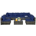 thumbnail image 4 of Costway 7PCS Patio Rattan Furniture Set Sectional Sofa Garden Navy Cushion, 4 of 10