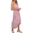 thumbnail image 3 of Robe Longue à Bretelles Spaghetti pour Femmes avec Nœud Floral et Ourlet Haut-Bas, 3 of 7