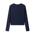 thumbnail image 4 of Tittly T-Shirts Graphiques T-Shirts Chemises Femmes Couleur Unie Col Rond Ajusté Mince Mode T-shirt à Manches Longues Couche de base Hauts pour Femmes T-Shirts pour Femmes Décontracté BU2 TP, 4 of 9