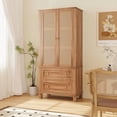 thumbnail image 2 of EastVita High Freestanding Tall Kitchen Pantry, Kitchen Pantry Storage Cabinet with Rattan Doors, Adjustable Shelf and 2 Drawers for Living Room, Kitchen, Walnut, 2 of 9
