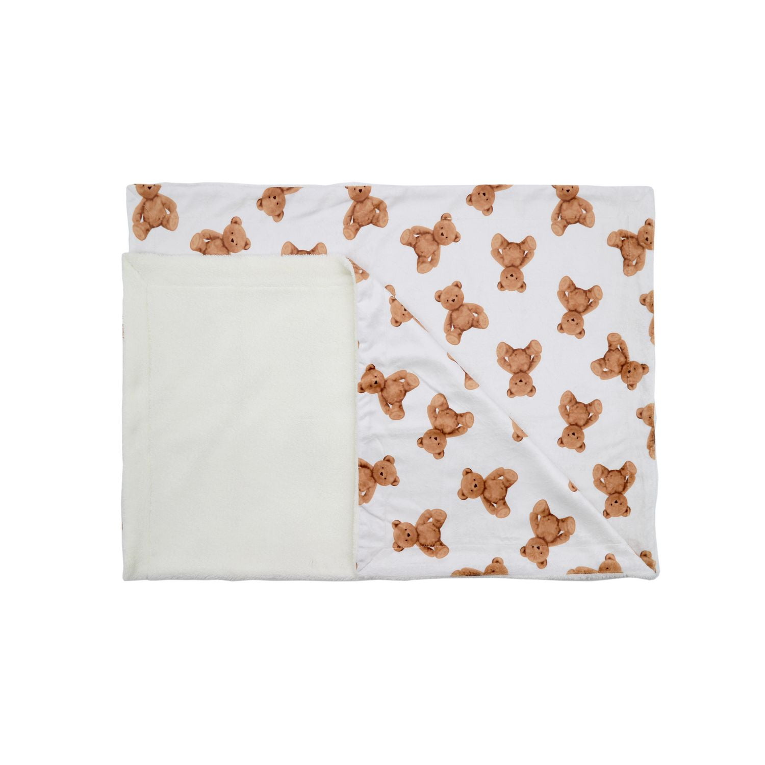 Couverture réversible en flanelle polaire douce et chaude pour enfants, motif ours en peluche marron, 101 x 127 cm