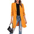 thumbnail image 2 of CEHVOM Women Button Pockets Three Quarter Sleeve Solid Office Coat Cardigans Suit Jacket Long Outwear, 2 of 6