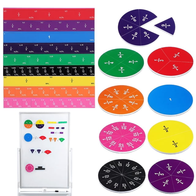 HLONK Magnetic Fraction Presenter Math Tiles Games Ceramic Bars Education Toys Manipulatives