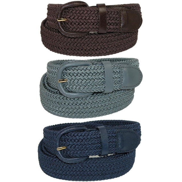CTM® Ceinture Tressée Élastique Extensible (Lot de 3 Couleurs) (pour Hommes)