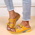 thumbnail image 2 of Kcodviy Women Summer Solid Color Comfy Sandals for Women Buckle Strap Casual Open Sparkly Sandals for Women Toe Wedges Soft Bottom Sandals with Rhinestones for Women Breathable Slippers Shoes Sandal, 2 of 5
