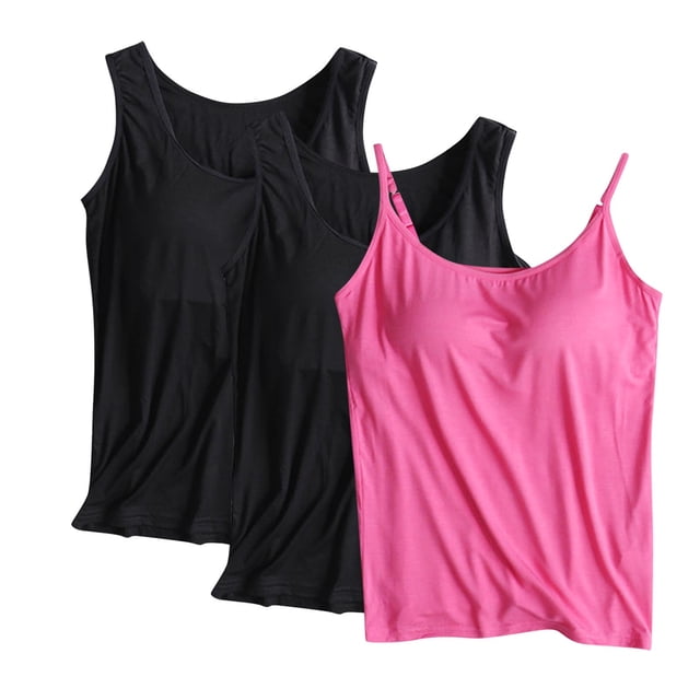 Uaswgudfs Ensemble de 3 Pcs pour Femmes Débardeur à Bretelles Réglables - Haut Sans Manches à Bretelles Fines avec Col Rond pour Tenue Décontractée et Entraînement Physique