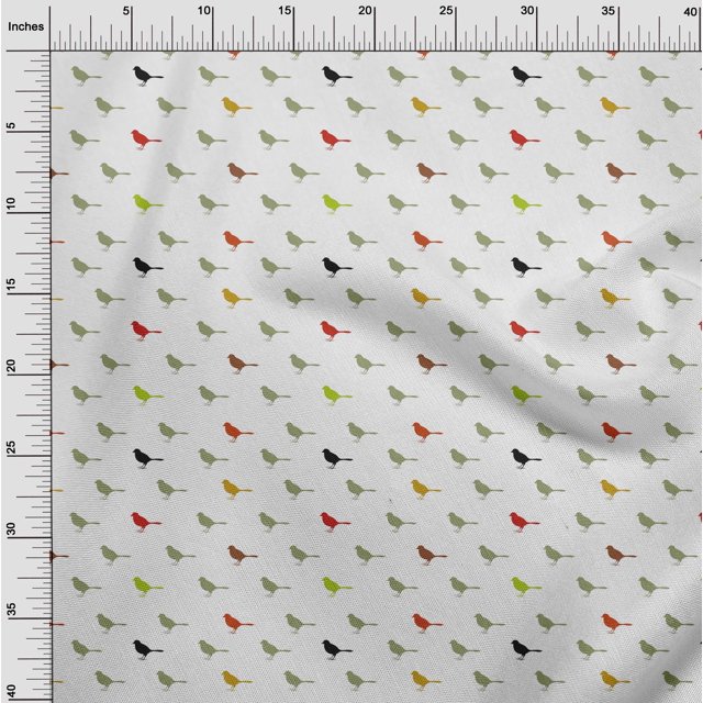 oneOone Georgette Viscose Fabric Artistic Bird Printed Craft Fabric BTY 42 Inch Wide