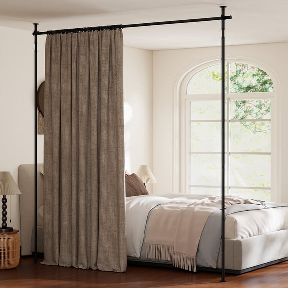 Gymax Room Divider Curtain Rod Adjustable Floor to Ceiling Tension Rodfor Bedroom