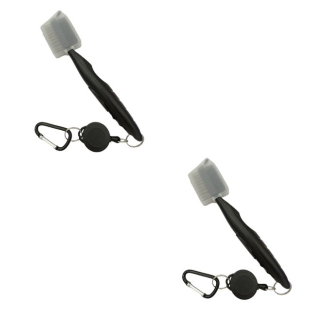 Ruiboury Golf Club Brush Portable Handheld Replacement Double-sided Ball Shoe Brushes Black with Lid 2Set