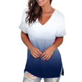 thumbnail image 3 of Blouse Mode Femme à Imprimé Dégradé Col en V Manches Courtes T-Shirt Ample, 3 of 10