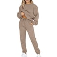 thumbnail image 1 of IROINNID Survêtement pour Femmes Ensemble 2 Pcs Rabais Tenues Décontractées Hauts à Manches Longues Amples Ajustés Col Rond Pantalons Longs Ensembles Chandails Costume de Jogging, Kaki, 1 of 6