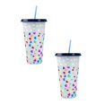thumbnail image 1 of Oleegame 2PC Glass Bottle Creative Water Cup Heart Shape Cup PP Plastic Straw Cup Heart Shape Plastic Transparent Straw Cup 710ml Cold Change Temperature Sensitive Plastic Cup, 1 of 5