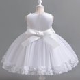 thumbnail image 4 of MIASHUI Robe de Demoiselle d'Honneur Élégante en Dentelle Sans Manches Robe de Princesse avec Nœud, Blanc, 6-7 Ans, 4 of 6