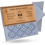 SUPERSCANDI 5 Pack Swedish Dish Cloths for Kitchen - 100% Biodegradable & Compostable | Washable Kitchen Cloths, Food-Safe&Without Plastic - Reusable Paper Towel for Any Surface |Artdeco Silver,Grey