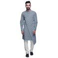 thumbnail image 1 of Atasi Designer Kurta Pajama For Men Printed Angrakha Kurta Set Summer Clothing, 1 of 3