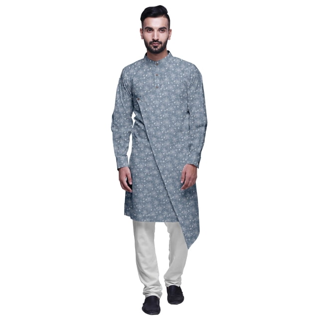 Atasi Designer Kurta Pajama For Men Printed Angrakha Kurta Set Summer Clothing