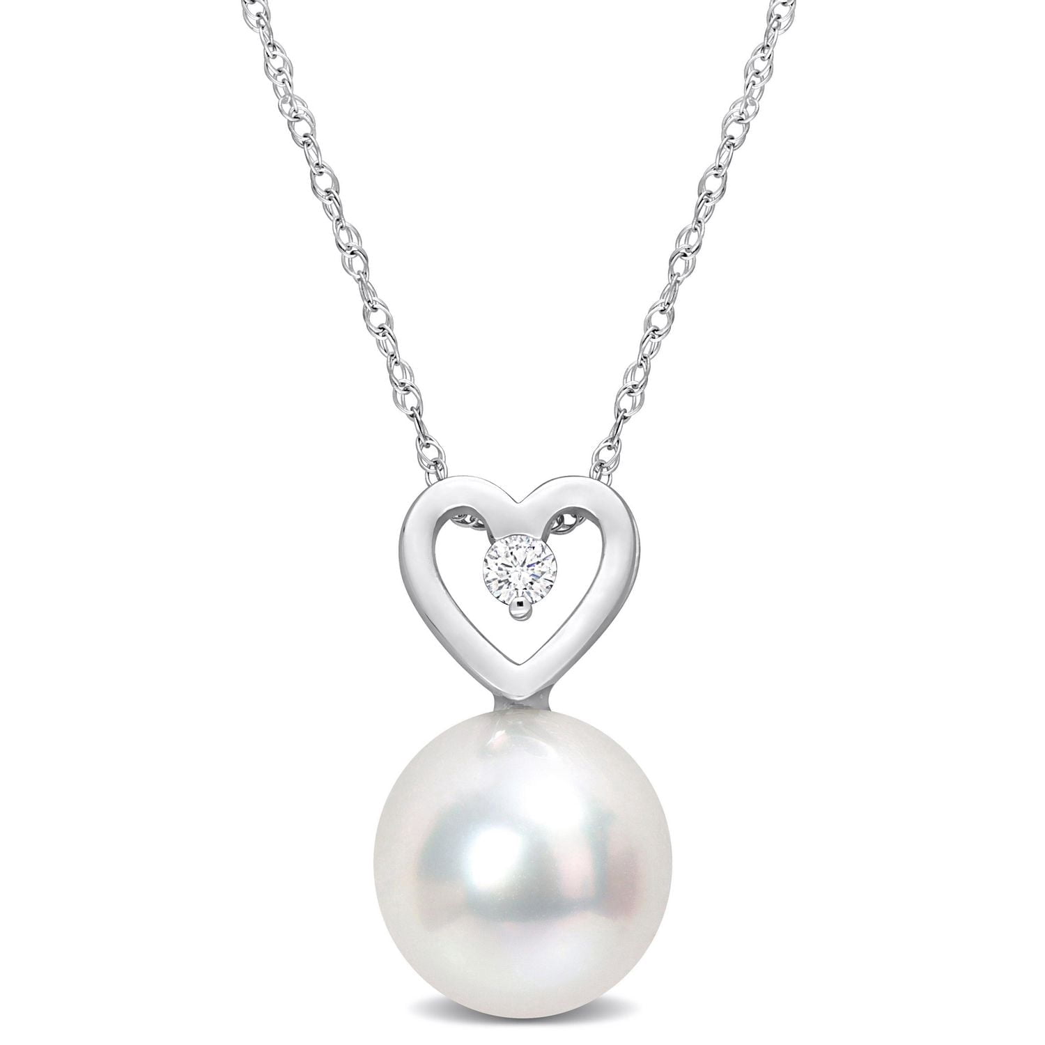 Collier Miabella avec perles culture mers du Sud et accents de diamants en or blanc 10K