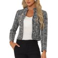 thumbnail image 1 of INSPIRE CHIC Blazer Veste en Tweed à Carreaux Élégant pour Femme TP Noir, 1 of 6