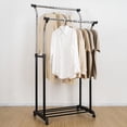 thumbnail image 3 of Mainstays Double Rod Garment Rack, Rolling Clothes Organizer, Black/Chrome, Flared Design, Adjustable Height,  Storage Long and Short Garments, 3 of 9