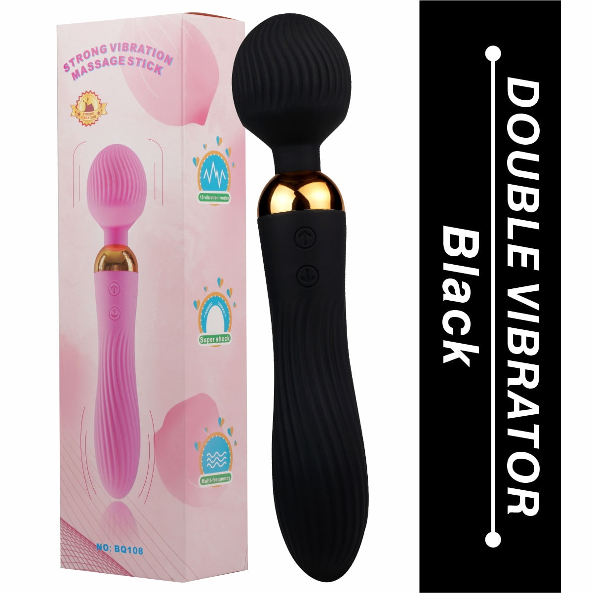 Rulwuck Powerful Handheld Personal Wand Massager with 18 Pulse Settings for Relieving Full Body Massage of Back Massager, Deep Tissue, Neck, Shoulder, Waist, and Leg Muscles,black,Mini Wand Massager