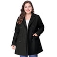 thumbnail image 1 of GRACE & GRANDEUR Women's Plus Peacoat Notched Lapel Double Breasted Mid Length Overcoat, 1 of 6