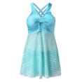 thumbnail image 4 of RKSTN Ensemble Tankini pour Femmes Taille Haute Couleur Unie Dos Croisé Robe de Bain Bikini Deux Pièces, 4 of 6