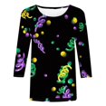 thumbnail image 4 of Outfmvch Chemises Mardi Gras pour Femmes, Manches 3/4 Hauts pour Femmes, Tenue Mardi Gras pour Femmes, Blouses pour Femmes, Hauts d'Entraînement pour Femmes, Tunique Graphique de Carnaval Manches 3/4 Col Rond Blouse Marine TG, 4 of 5