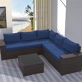 thumbnail image 4 of Kullavik Patio All Weather woven 6-Piece Metal Sectional Sets with Cushions,Navy Blue, 4 of 5
