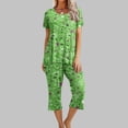 thumbnail image 2 of Ensemble de Pyjama pour Femmes Shorts Femmes Imprimé Col Rond Manches Courtes Chemise de Nuit et Ensembles Pantalon Tenue d'Intérieur Pyjamas avec Poches Hauts à Manches Courtes pour Femmes Ensemble de Pyjama pour Femmes Été, 2 of 8