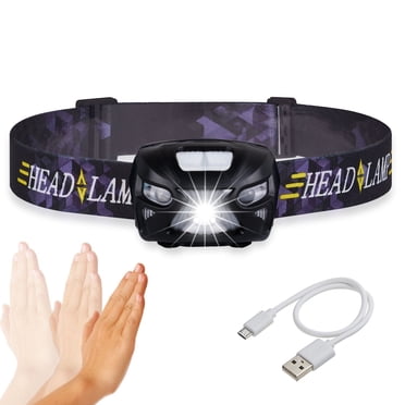 Lampe Frontale à Détecteur de Mouvement Rechargeable 1500 Lumens Lampe Frontale LED Super Lumineuse Lampe de Poche, Lampe Frontale Étanche avec Lumière Rouge et Bleue, Phares pour Camping Course Pêche Chasse