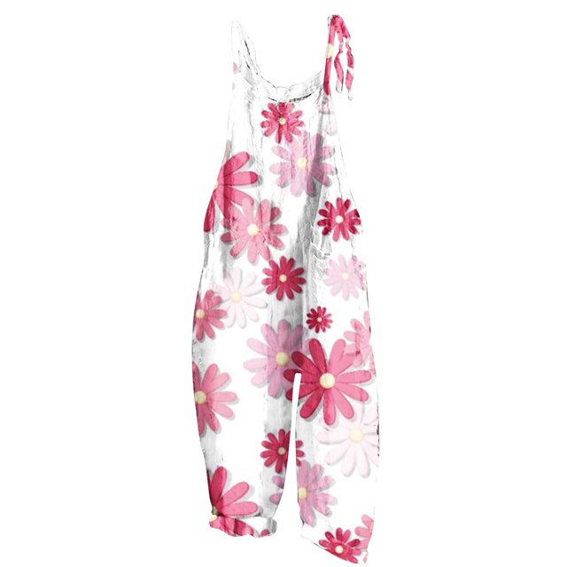 Pisexur Femmes Summer Casual Combinaisons Dressy Hawaii Imprimé Manches Spaghetti Sangle Réglable Shorts Amples Combinaison avec Poches
