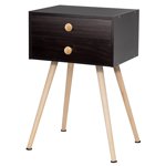 Costway Moyen siècle moderne 2 Tiroirs Table de chevet Canapé Fin de table de table Espresso