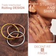 thumbnail image 4 of ORUYROP Women Triple Interlocked Rolling Ring, Delicate Looking, Stainless Steel/Gold Plated/Black (Send Gift Box), 4 of 7