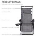 thumbnail image 4 of Outsunny Foldable Lounge Chair with Canopy Shade, Side Tray, Cup Holder, 4 of 10