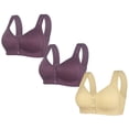 thumbnail image 1 of LOVZFMLL 3 Pack Plus Size Bras for Women Solid Color Comfort Soft Push Up Bra No Underwire Full Coverage Front Closure Everyday Bralettes G M, 1 of 2