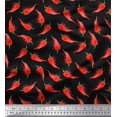 thumbnail image 1 of Soimoi Black Poly Georgette Fabric Chilli Vegetable Decor Fabric Printed Yard 42 Inch Wide, 1 of 2
