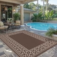thumbnail image 1 of DEORAB 6'x9' Outdoor Rugs Waterproof Patio Reversible Plastic Carpet Camping Outside Mat,Coffee & Beige, 1 of 5